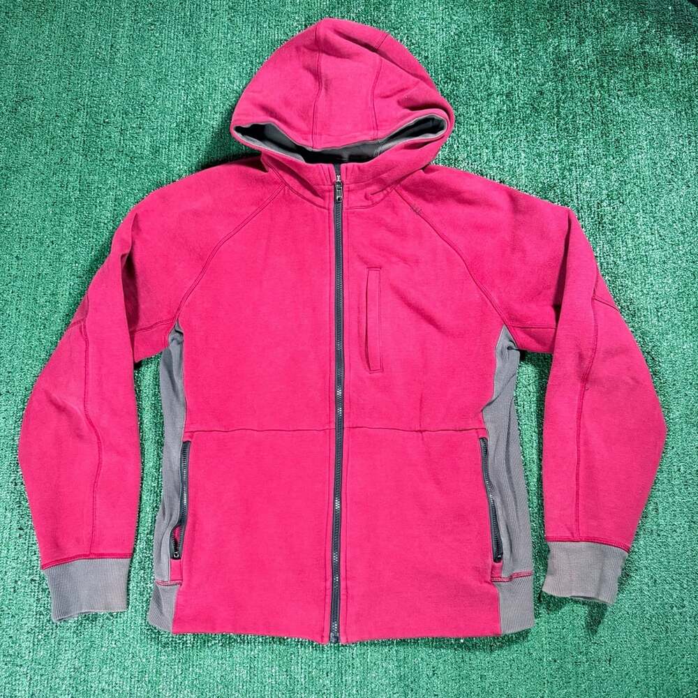 Lululemon Athletica Mens Scuba Colorblock Panel Full Zip Hoodie Burgundy Medium
